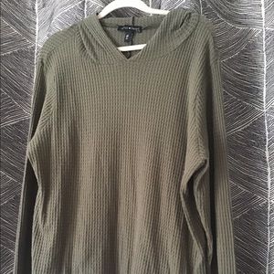 Olive waffle knit pullover